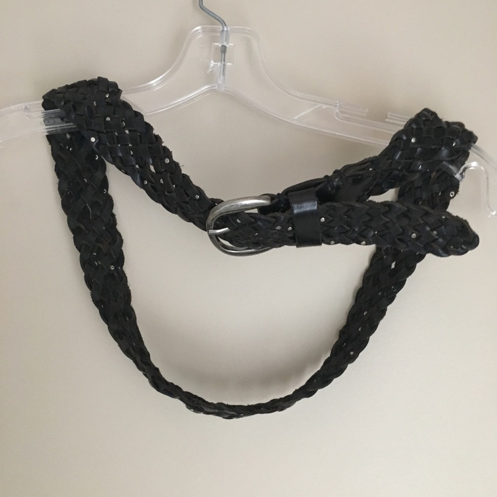 Nordstrom Another Line Black Leather Woven Belt M